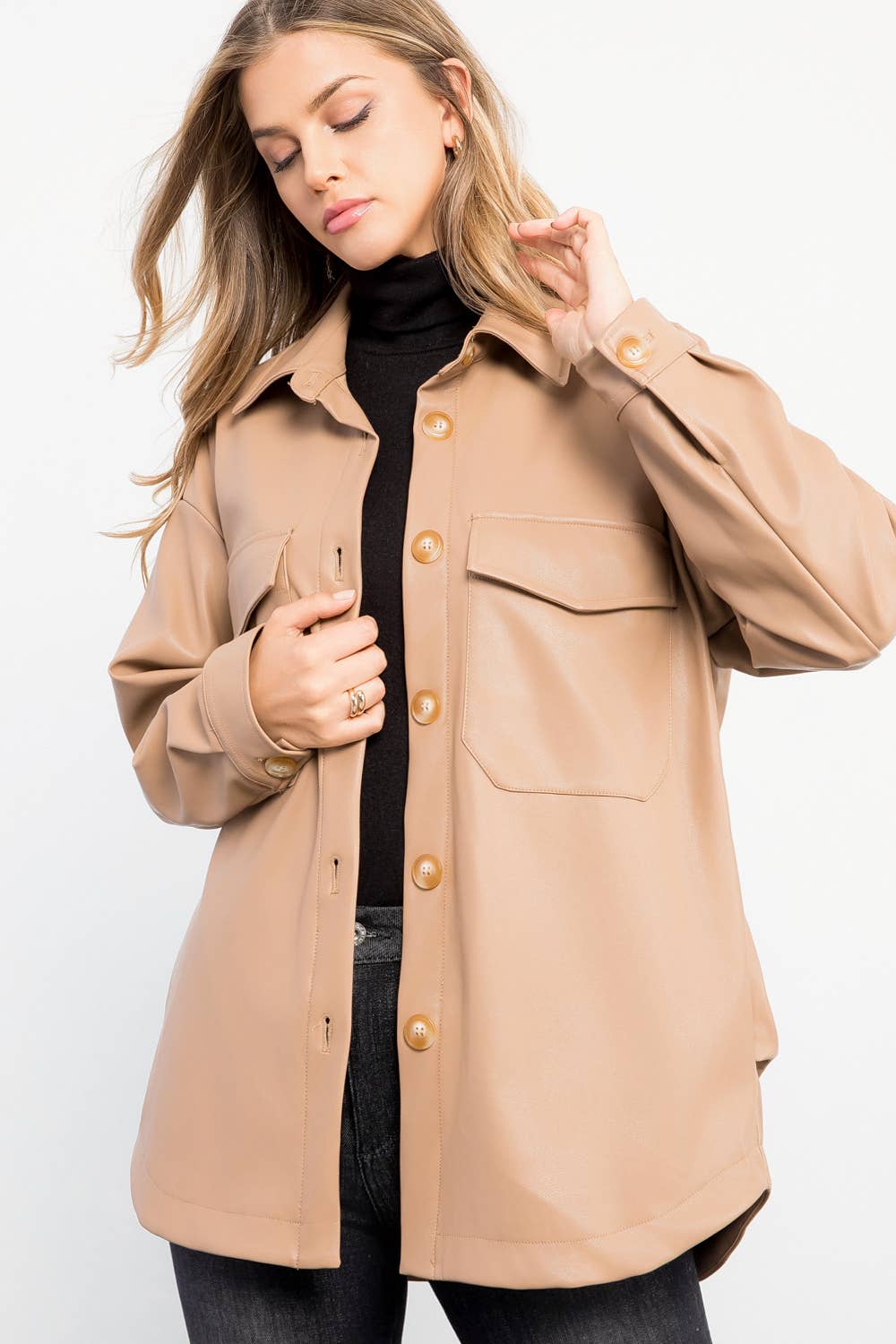 Leather Button Up Jacket