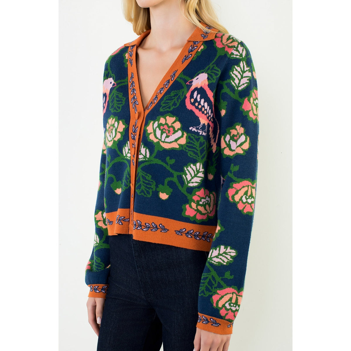 Navy Parrot Cardigan