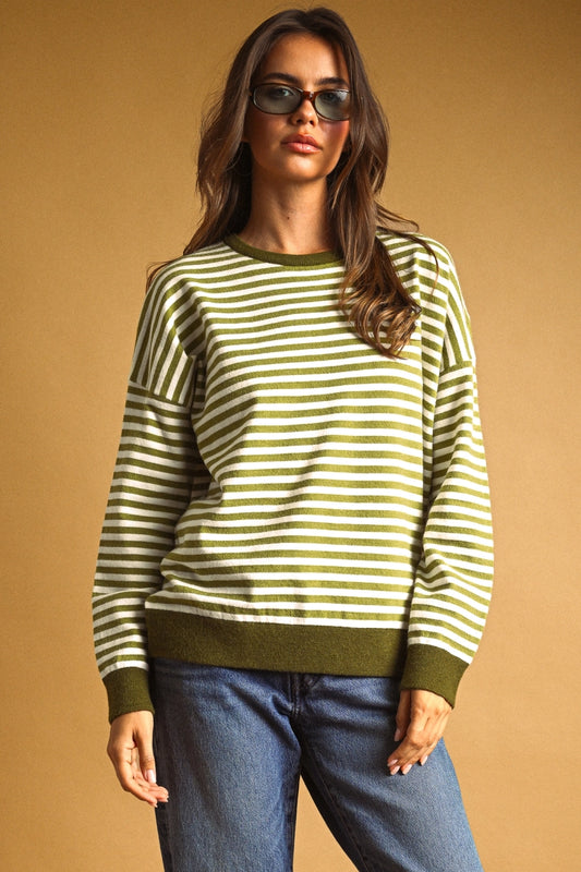 Sage Striped Sweater