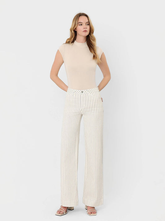 Stripped Wide Leg Jean