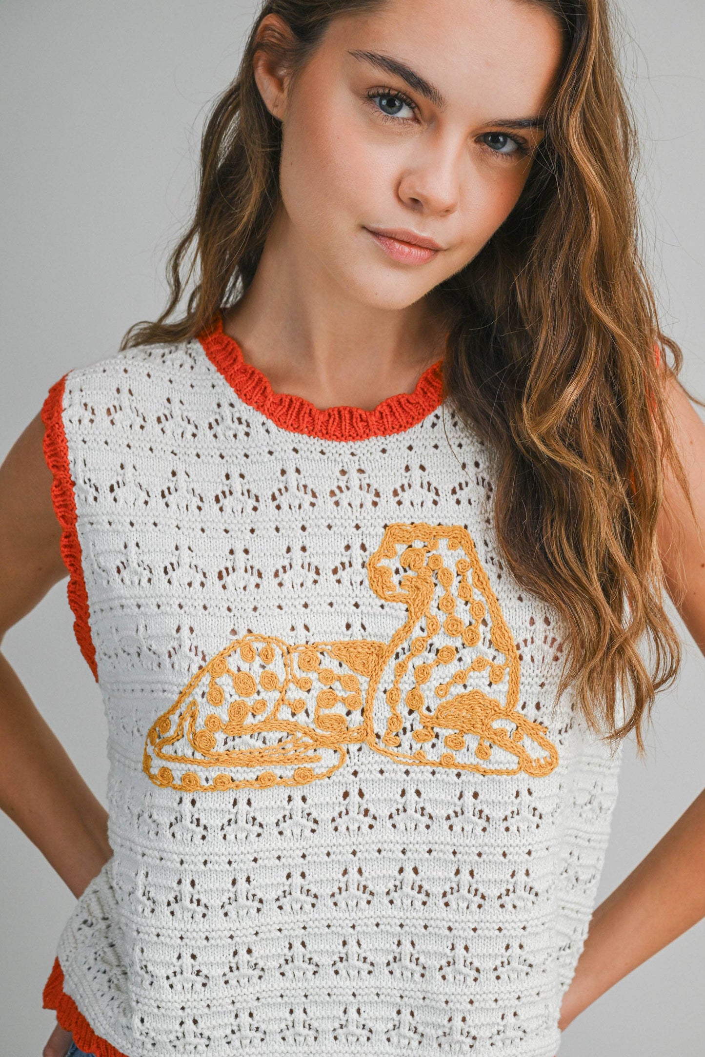 Leopard Sleeveless Knit Top