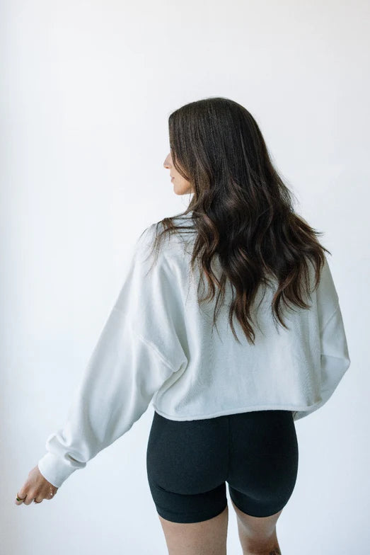 Iowa Crop Sweatshirt in White