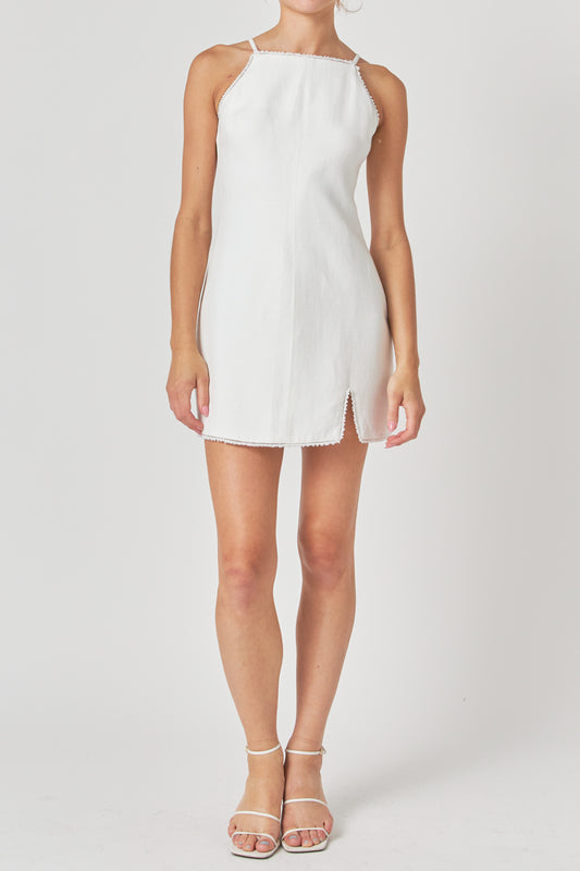 Pearl Trimmed Mini Dress