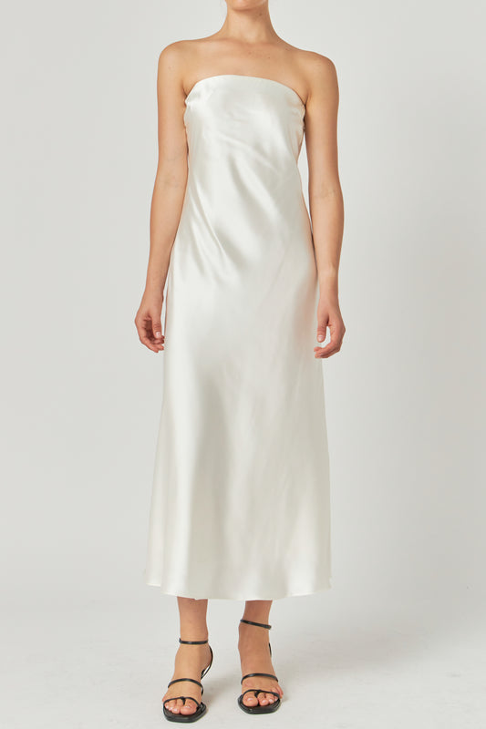 Strapless Satin Maxi Dreses