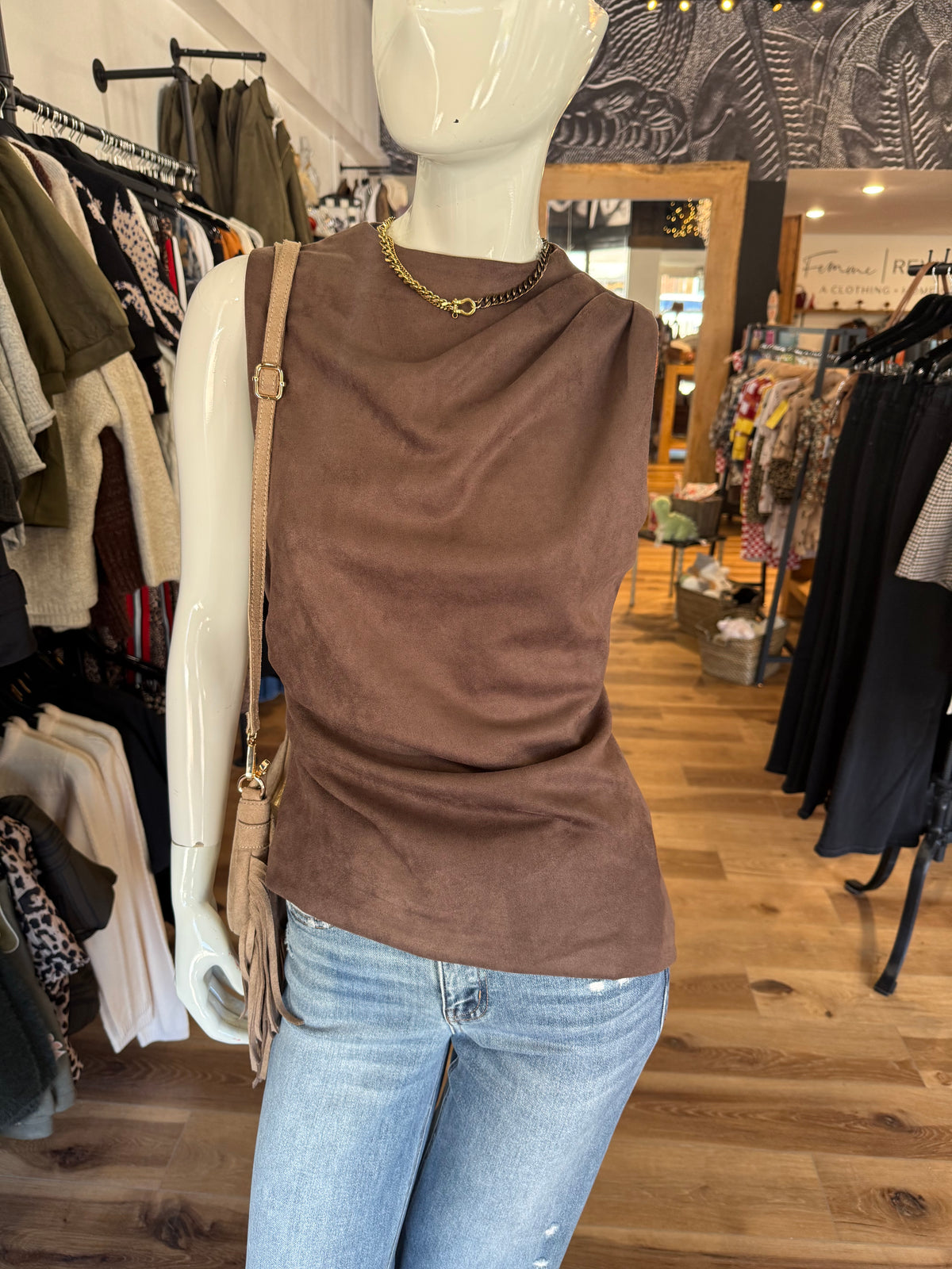 Sleeveless Suede Top