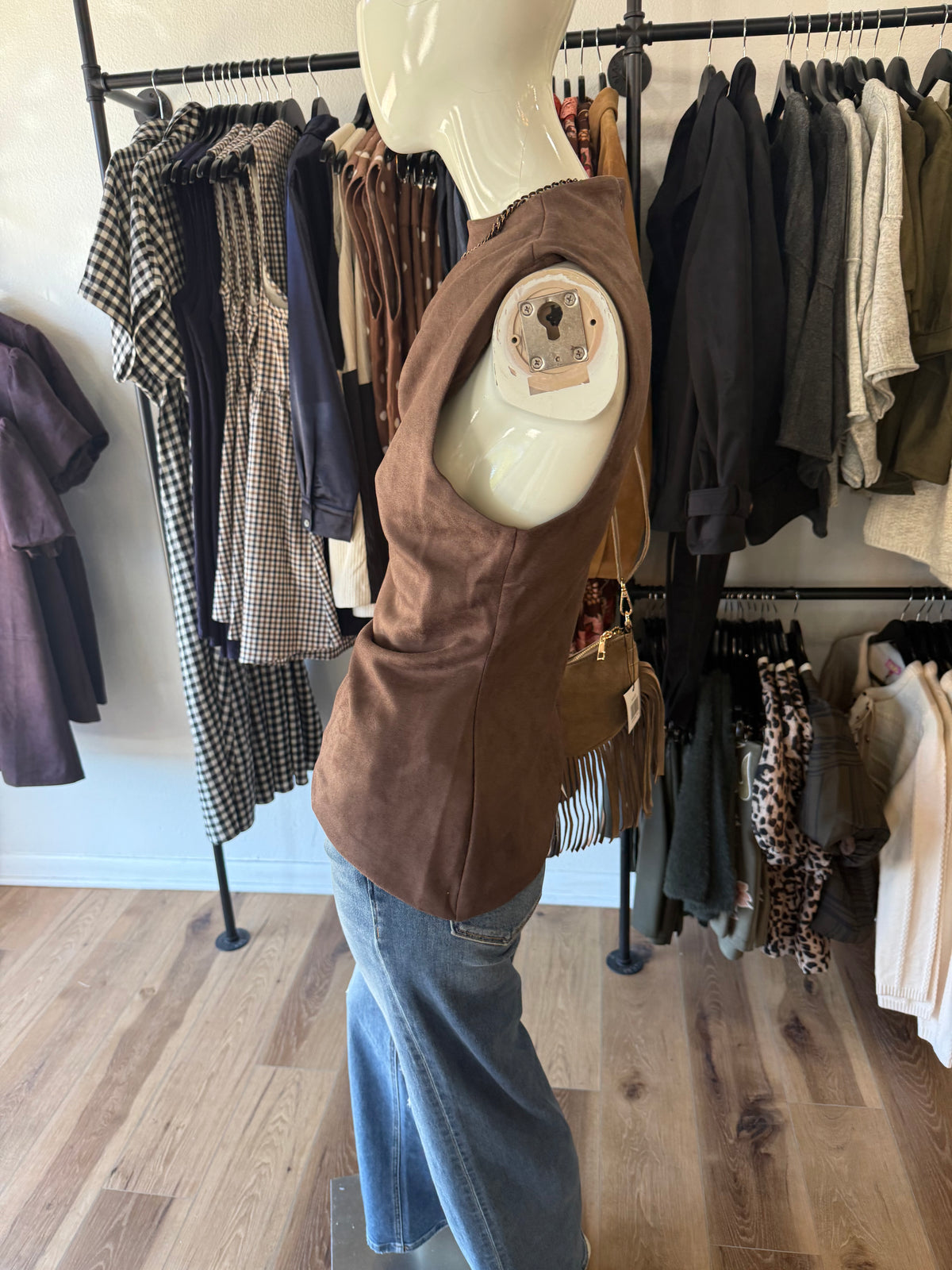 Sleeveless Suede Top