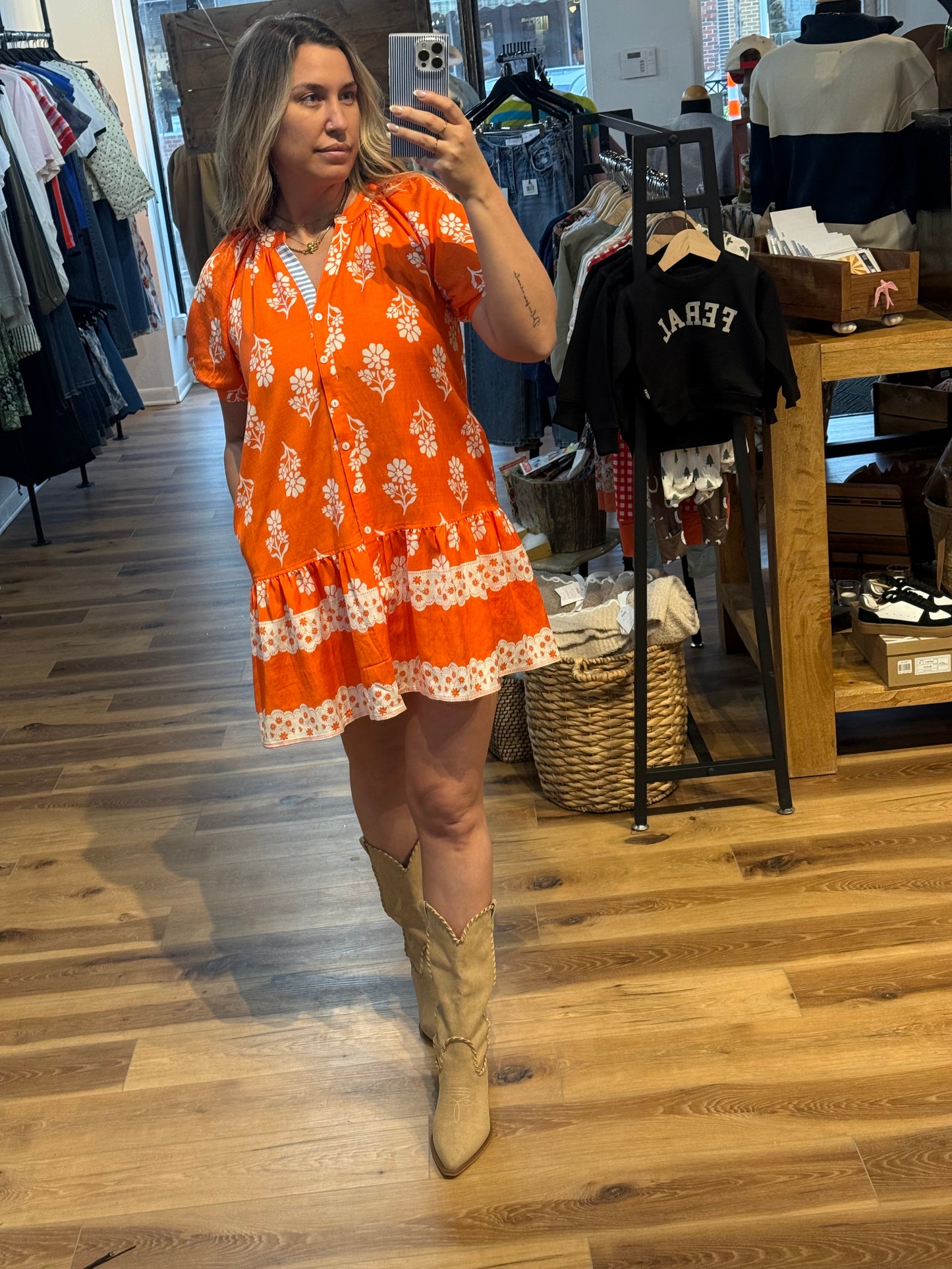 Orange Floral Dress