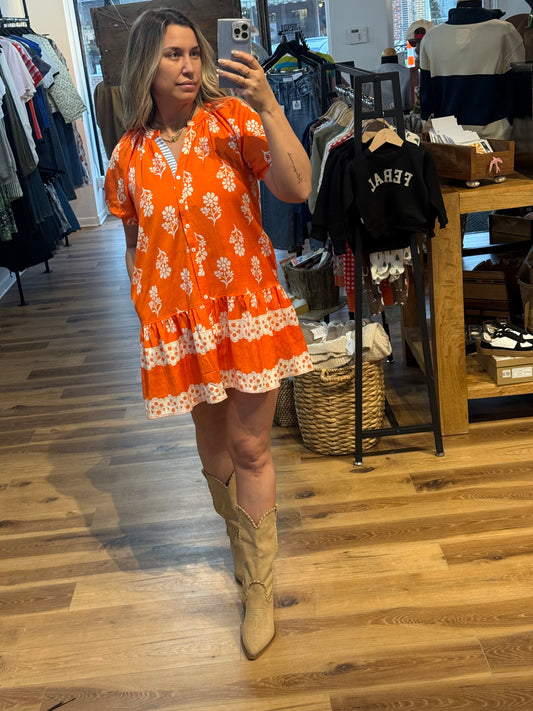 Orange Floral Dress