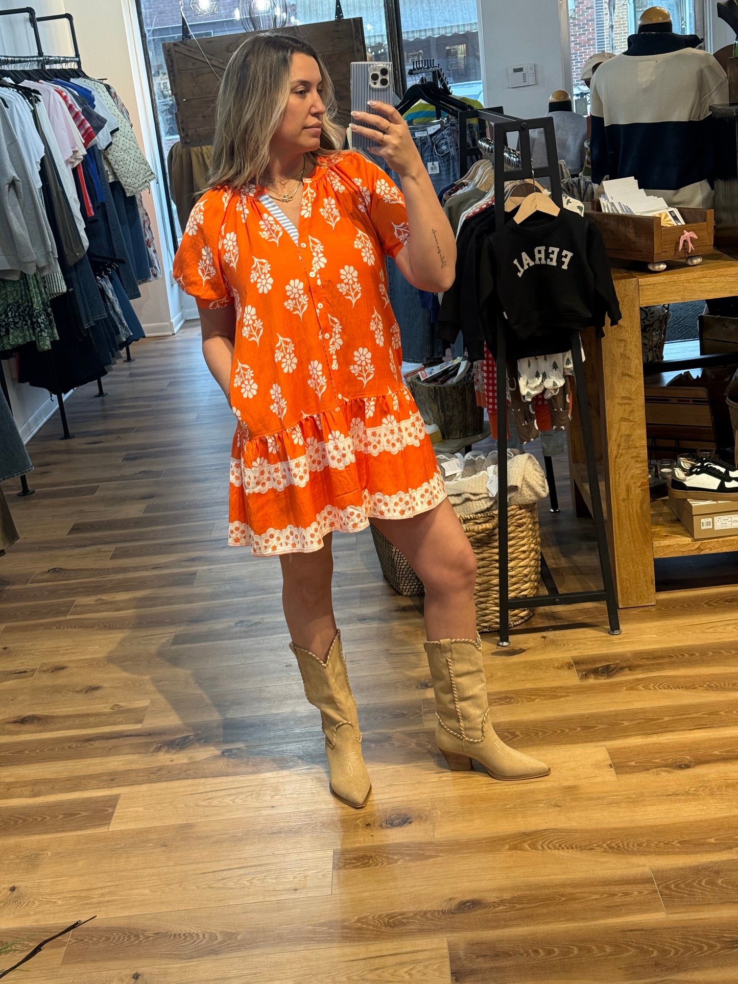 Orange Floral Dress