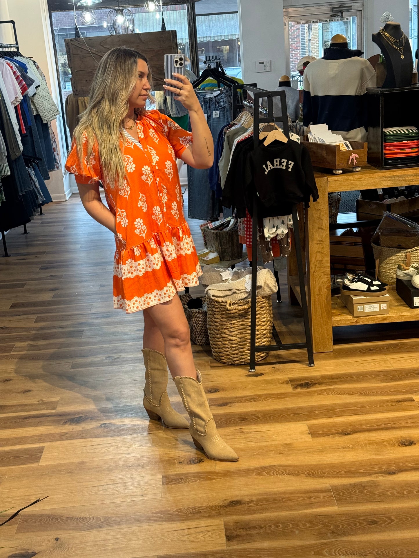 Orange Floral Dress