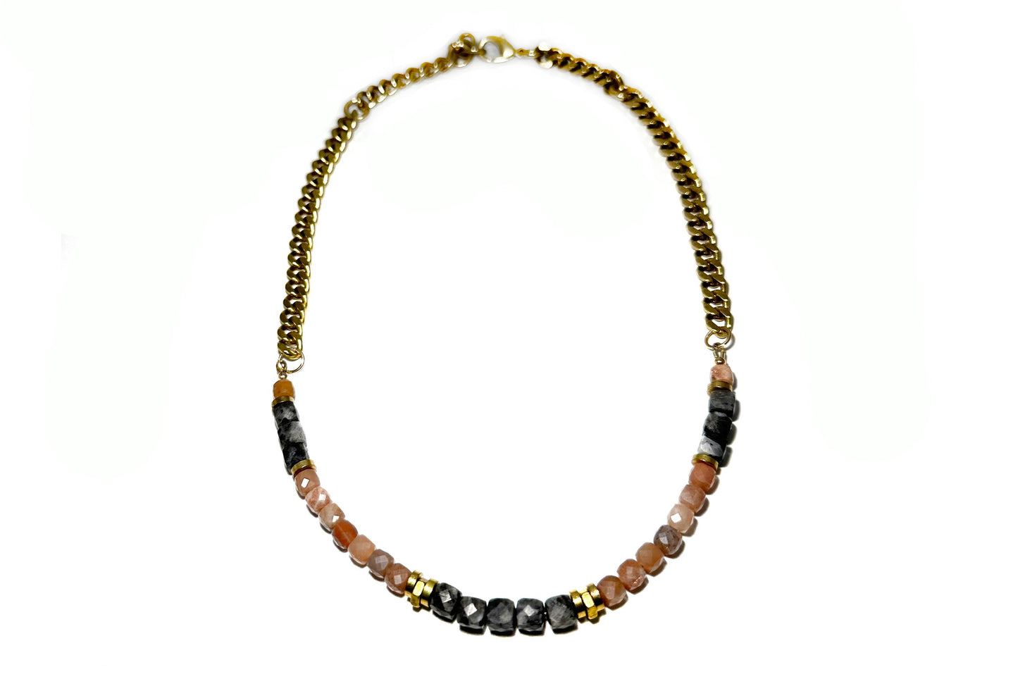 Larvikite + Peach Moonstone Curb