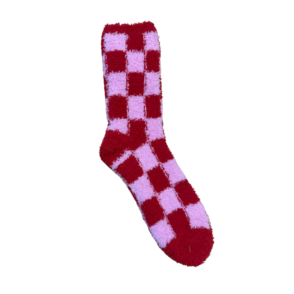 Red/Pink & Green/Blue Checker Local Beach Cozy Socks