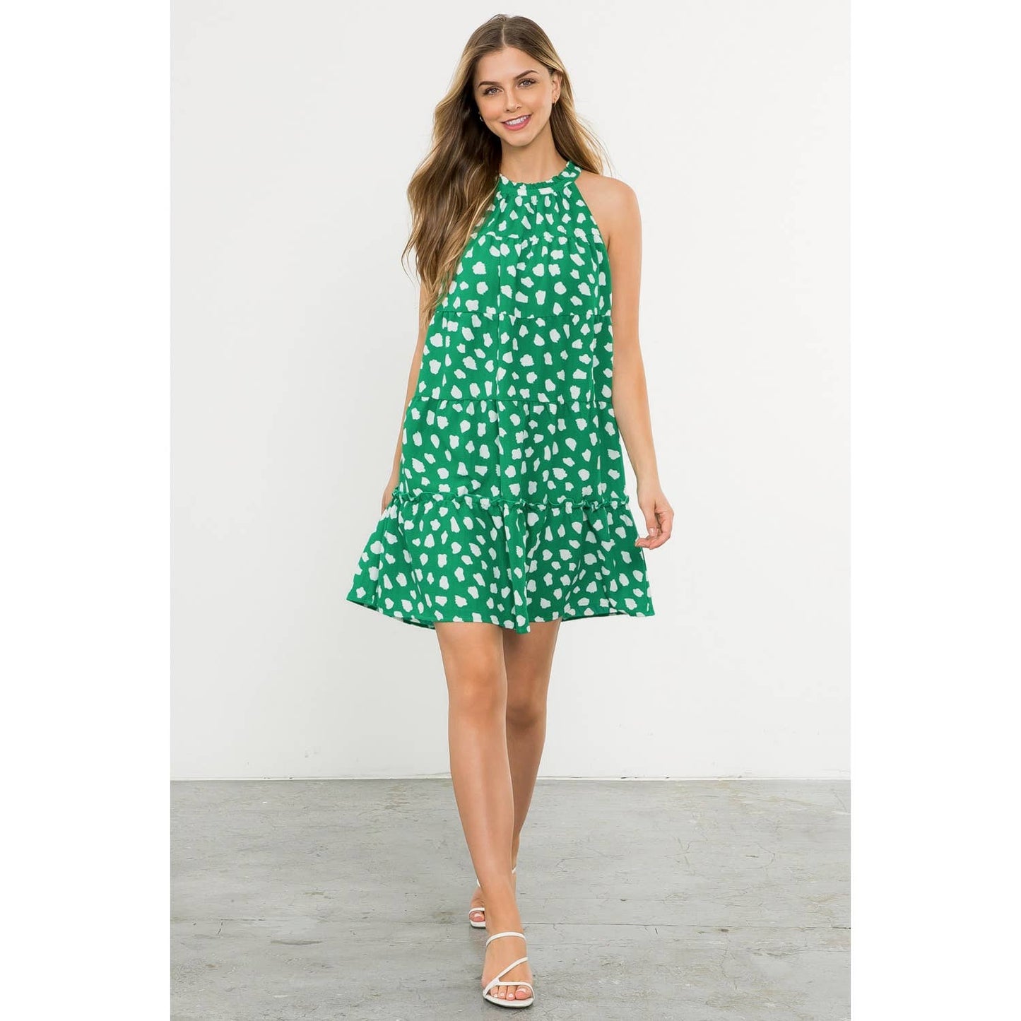 Halter Tiered Print Dress