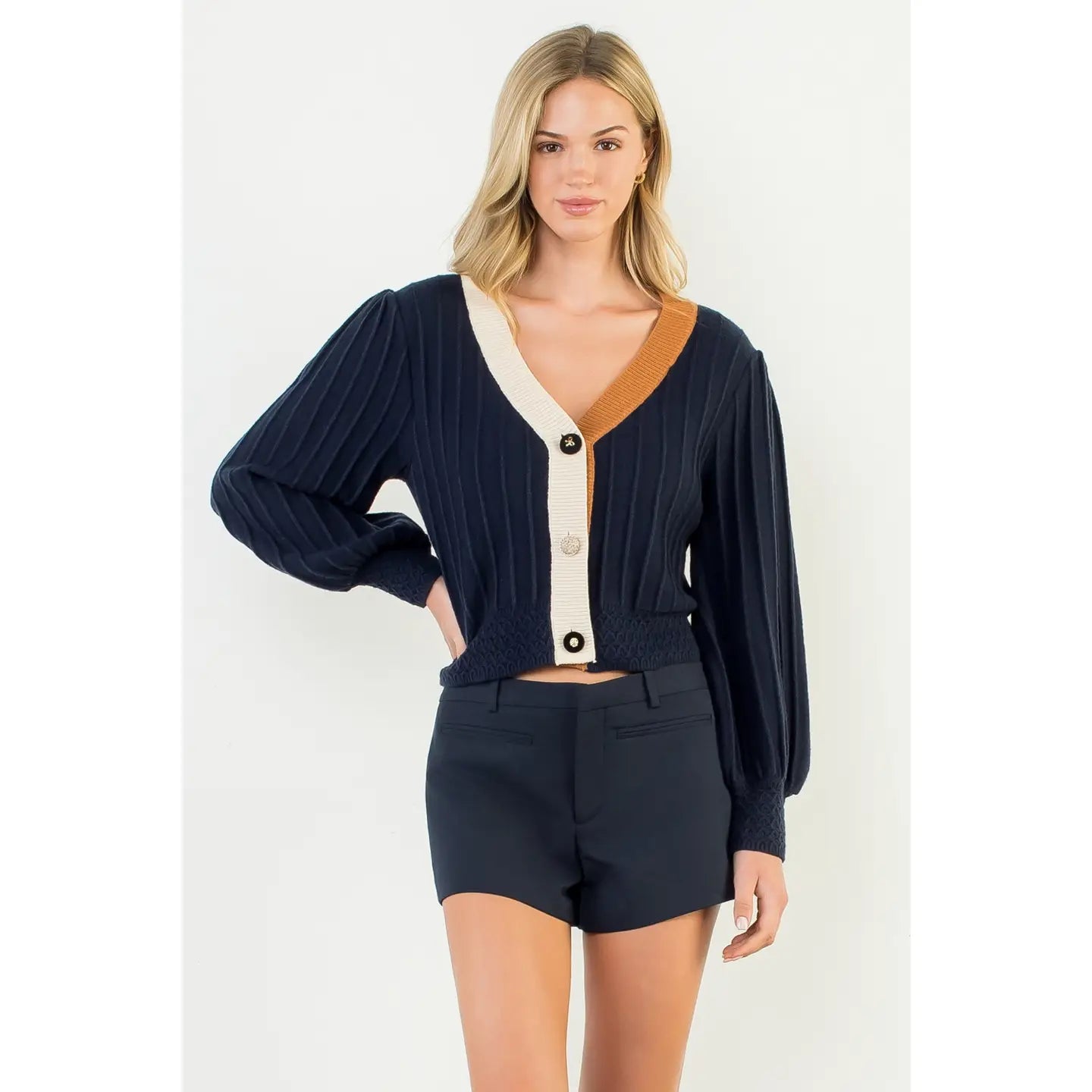 Colorblocked Knit Cardigan
