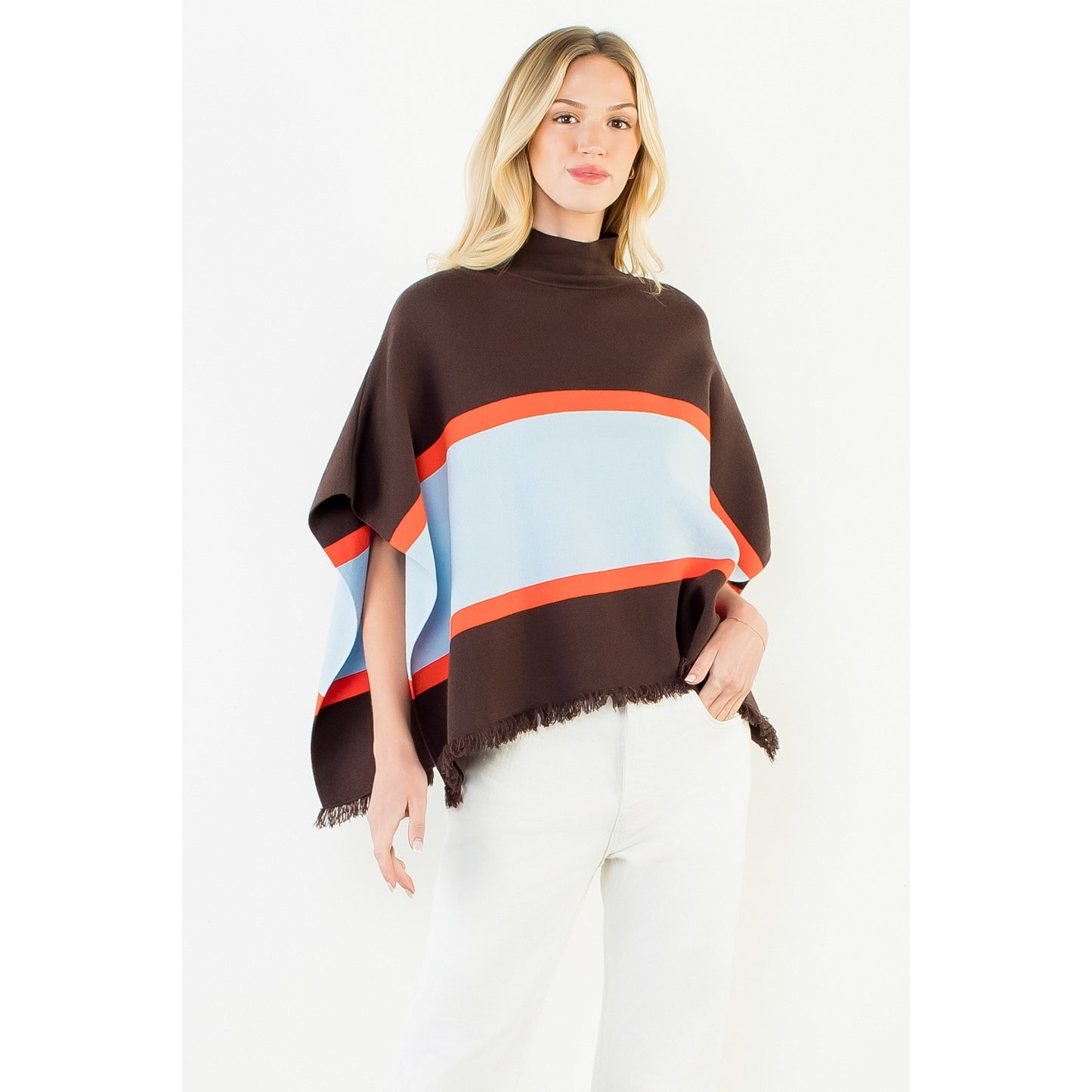 Color Blocked Poncho
