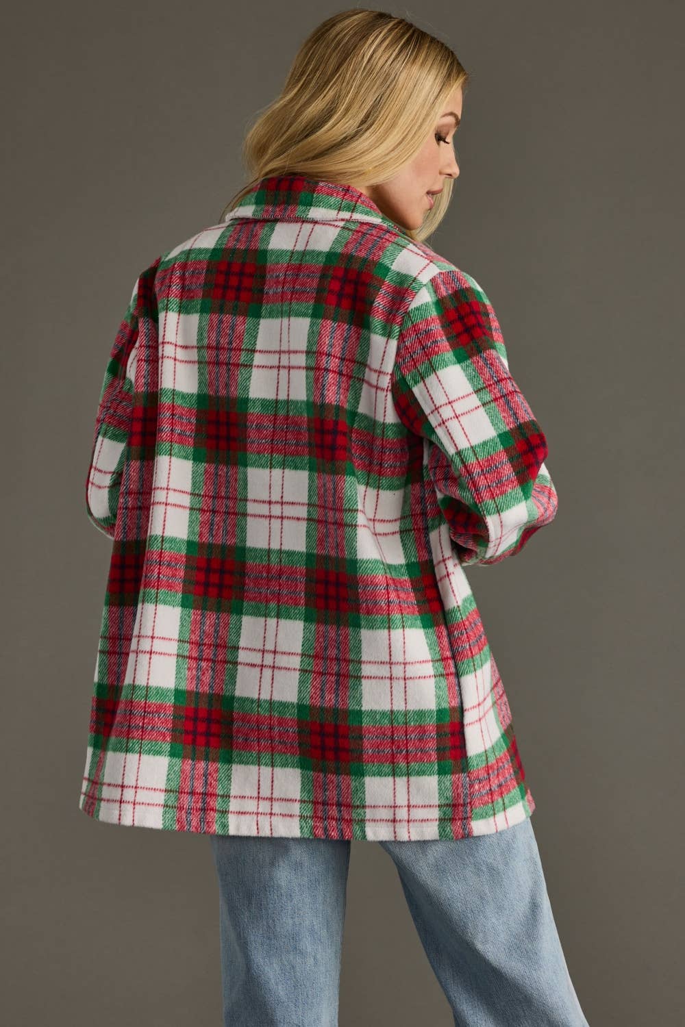 Red, Green & White Plaid Jacket