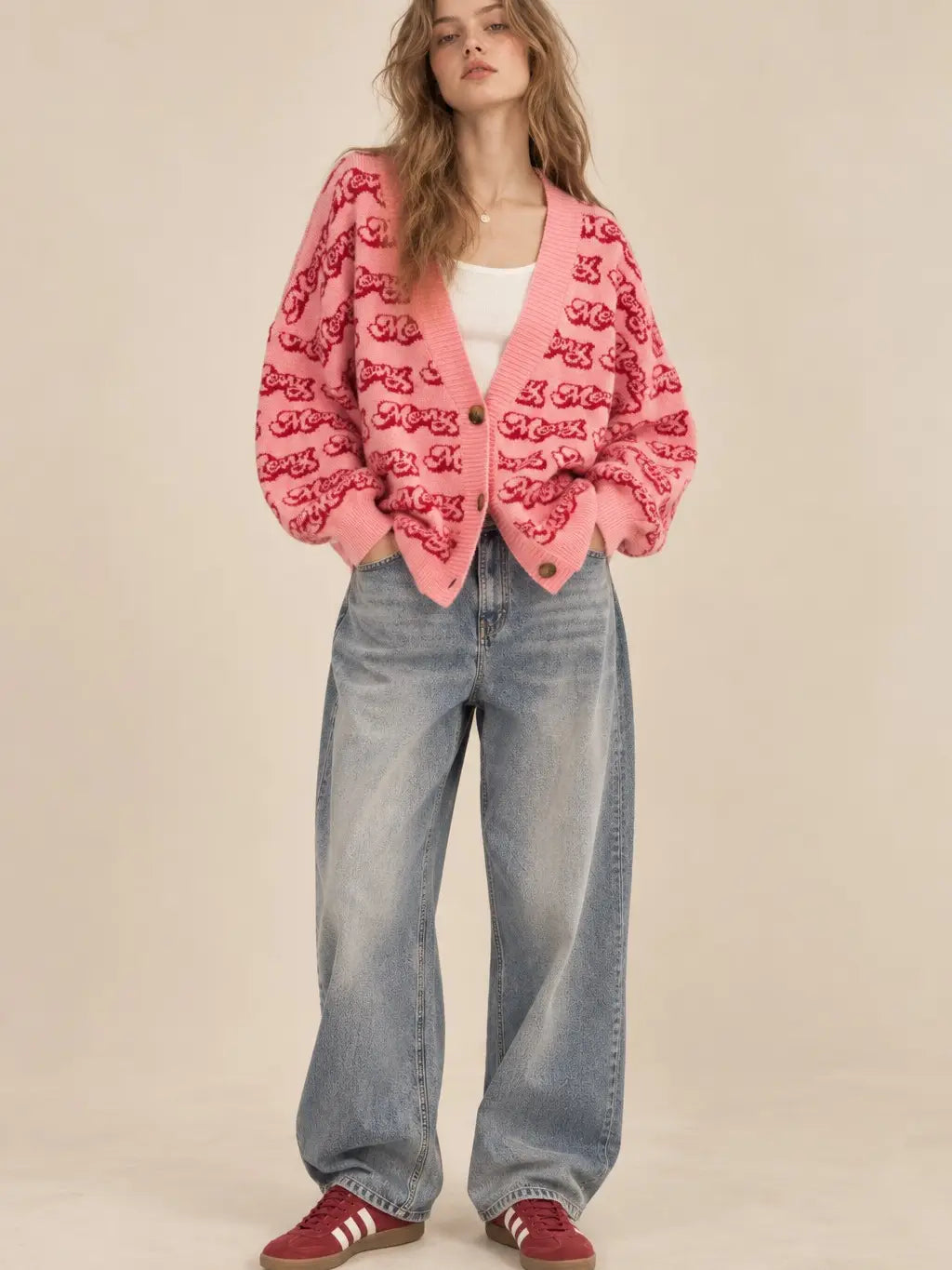 Merry Christmas Pink Cardigan
