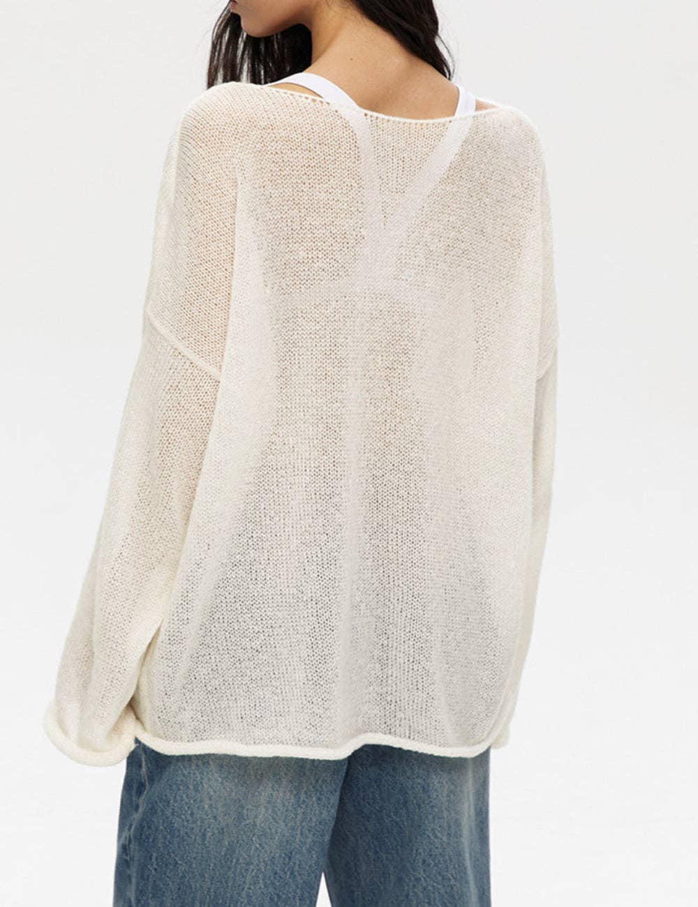 Solid Color Hollow Knit Top