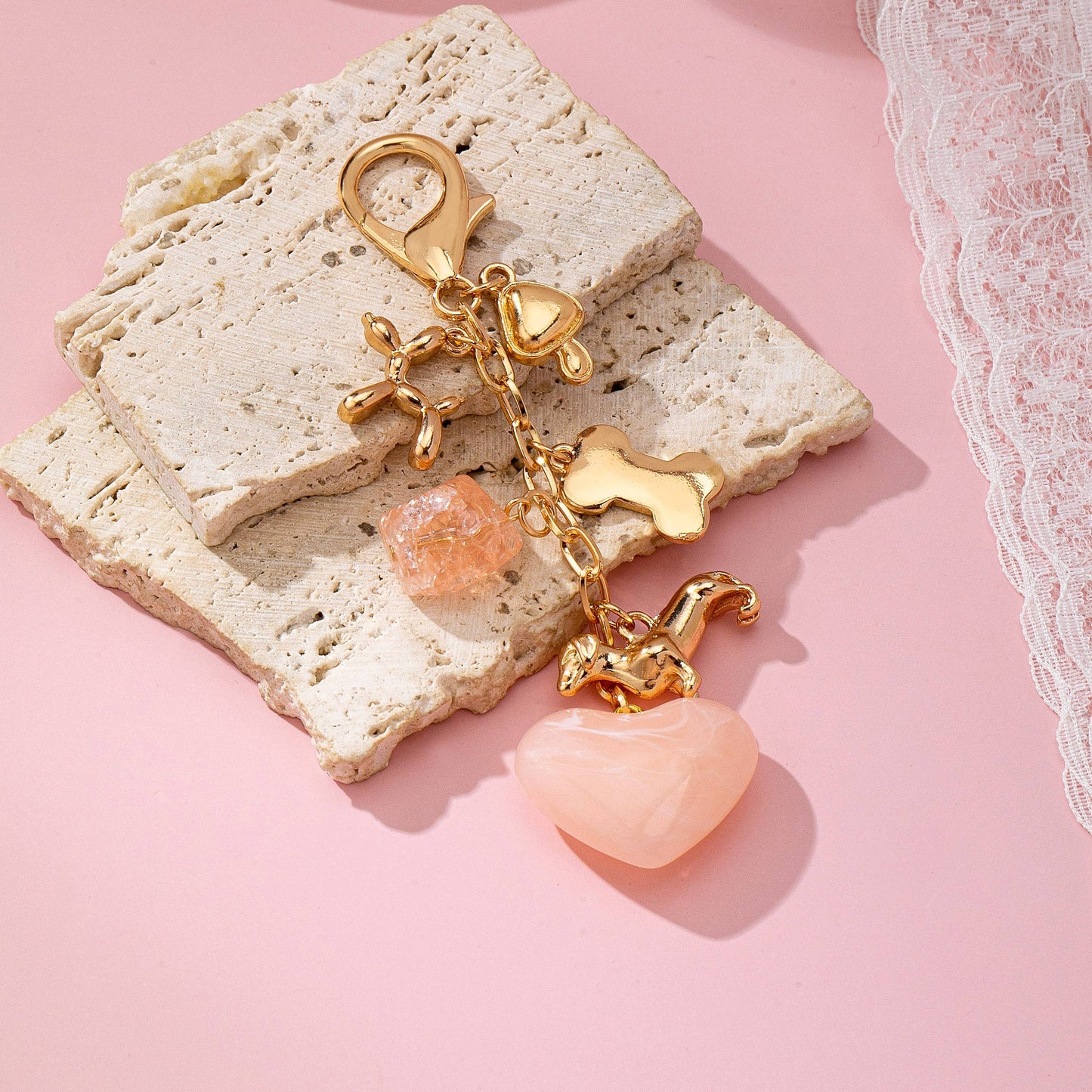 HEART DOG BONE BAG CHARM