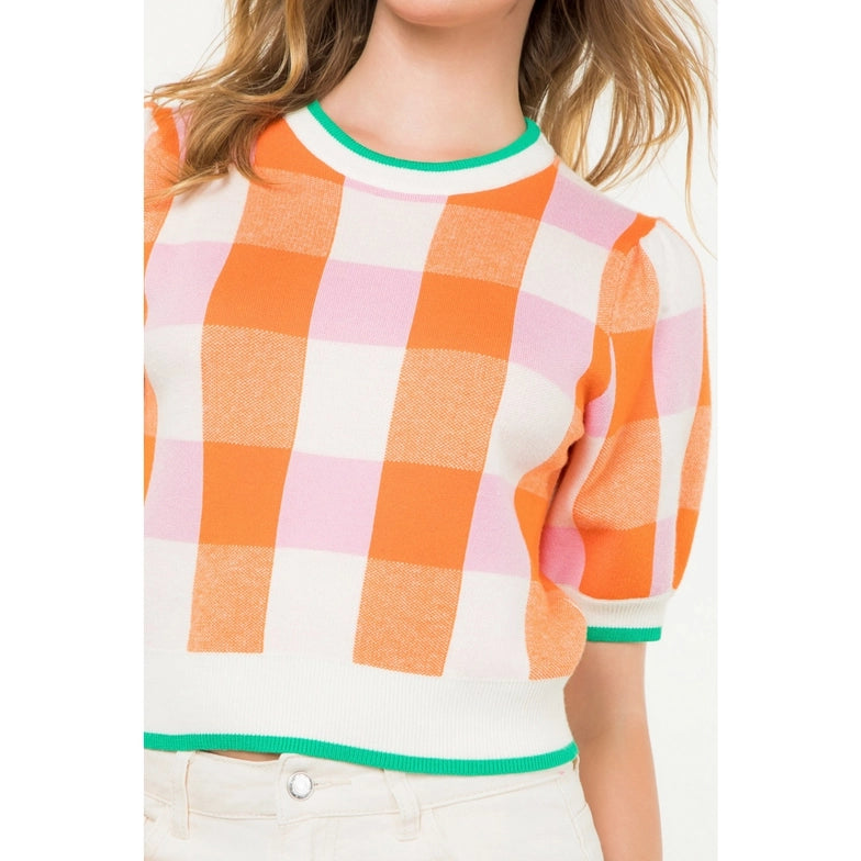 Checkered Knit Top