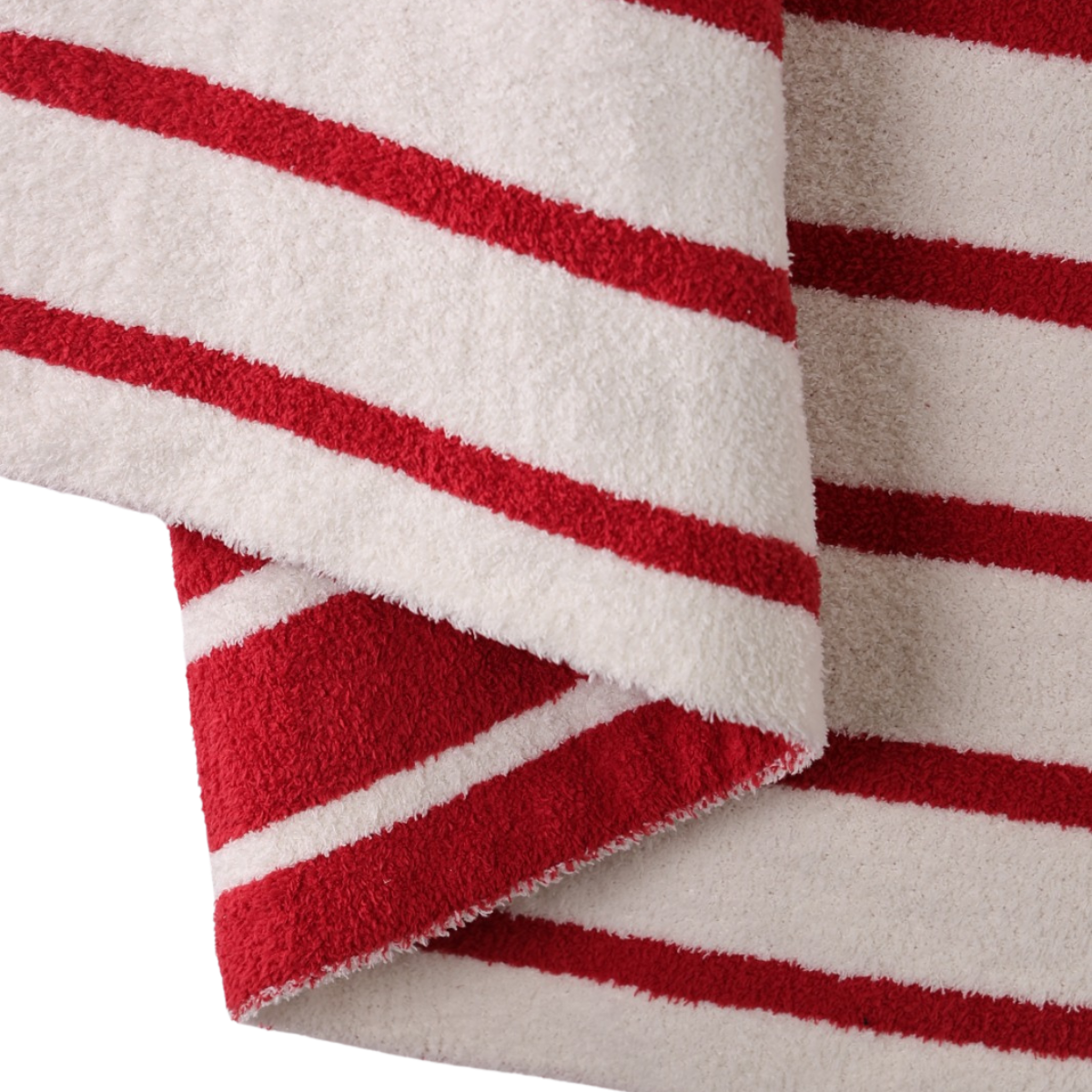 Red/Creme Holiday Stripe Cozy Luxe Home Blanket
