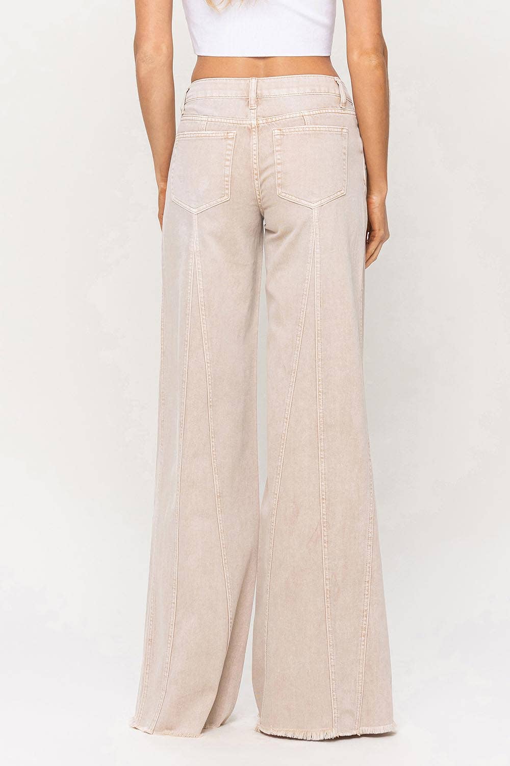 LOW RISE SEAM DETAIL BAGGY WIDE JEANS