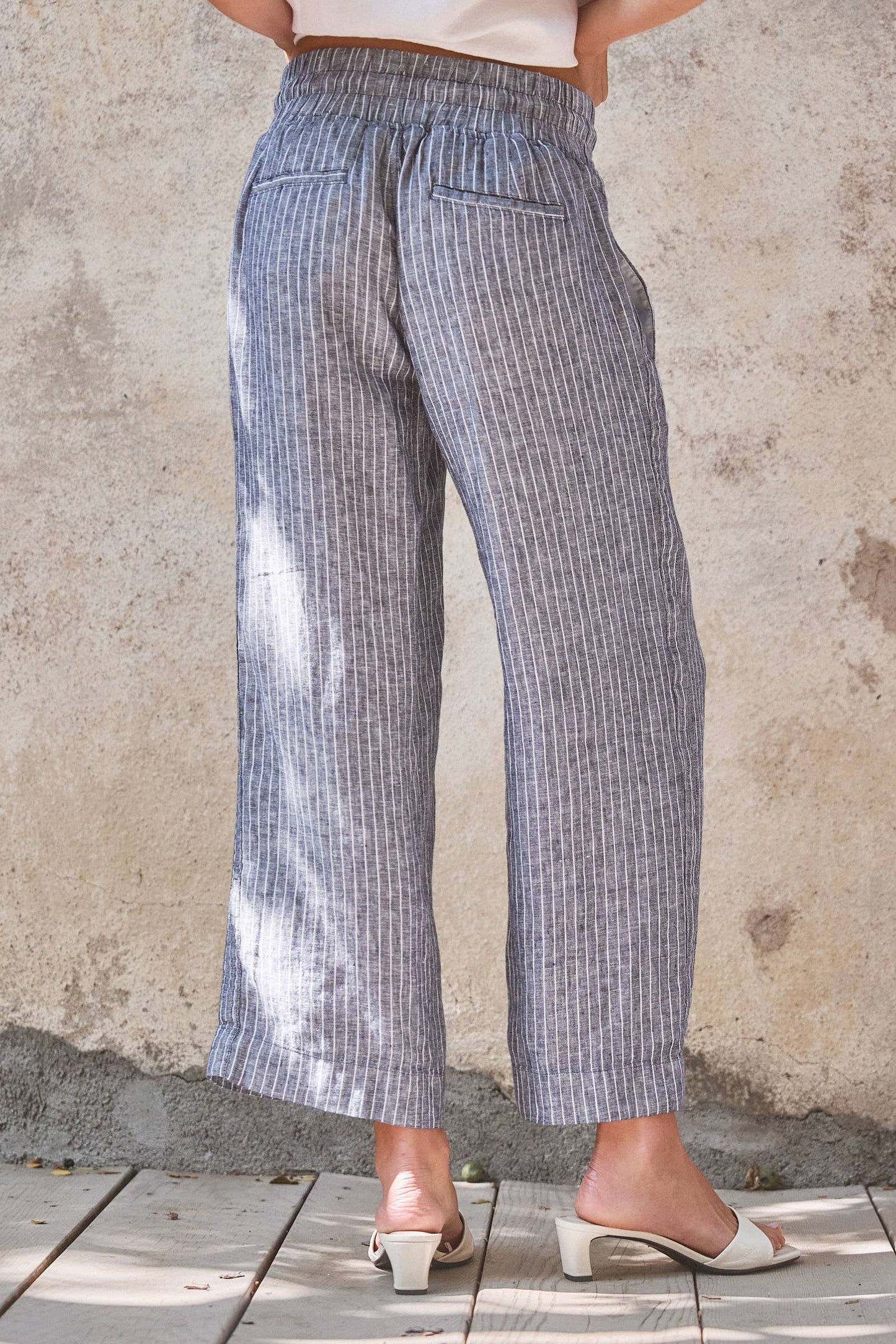 Linen Wide-Leg Drawstring Pants