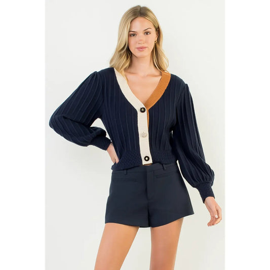 Colorblocked Knit Cardigan