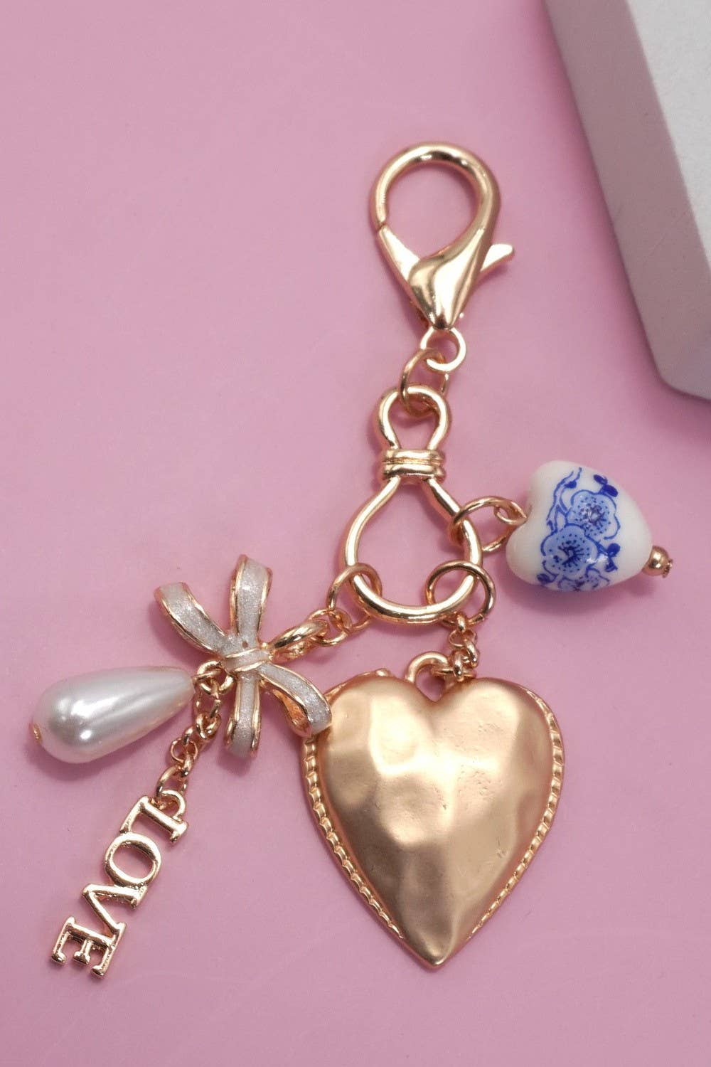 PORCELAIN HEART BAG CHARM