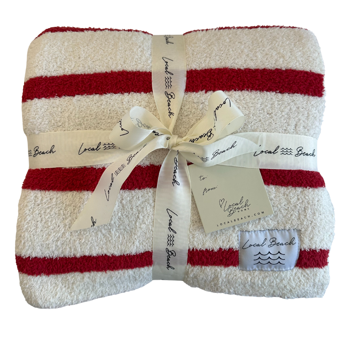 Red/Creme Holiday Stripe Cozy Luxe Home Blanket