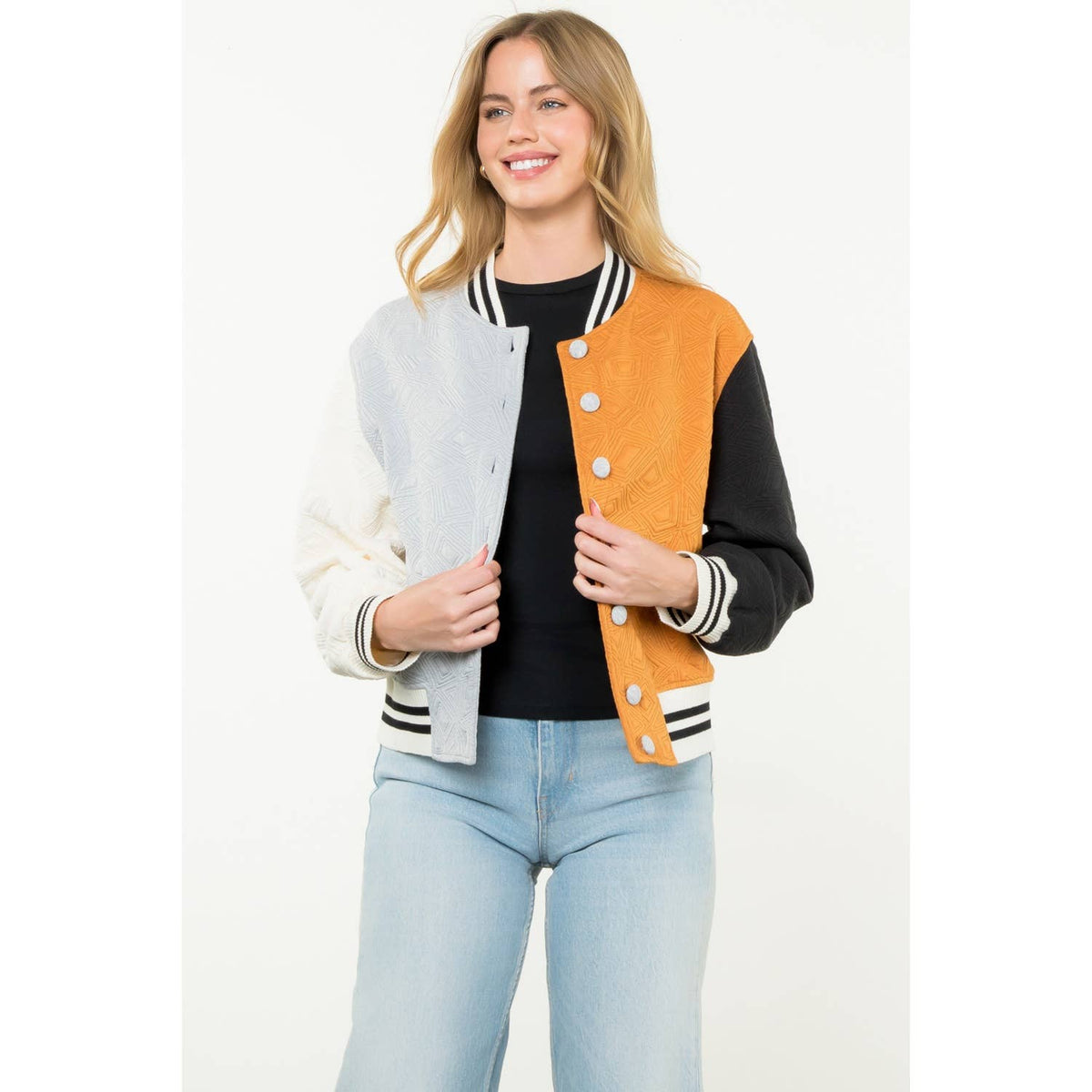 Colorblock Button Up Jacket