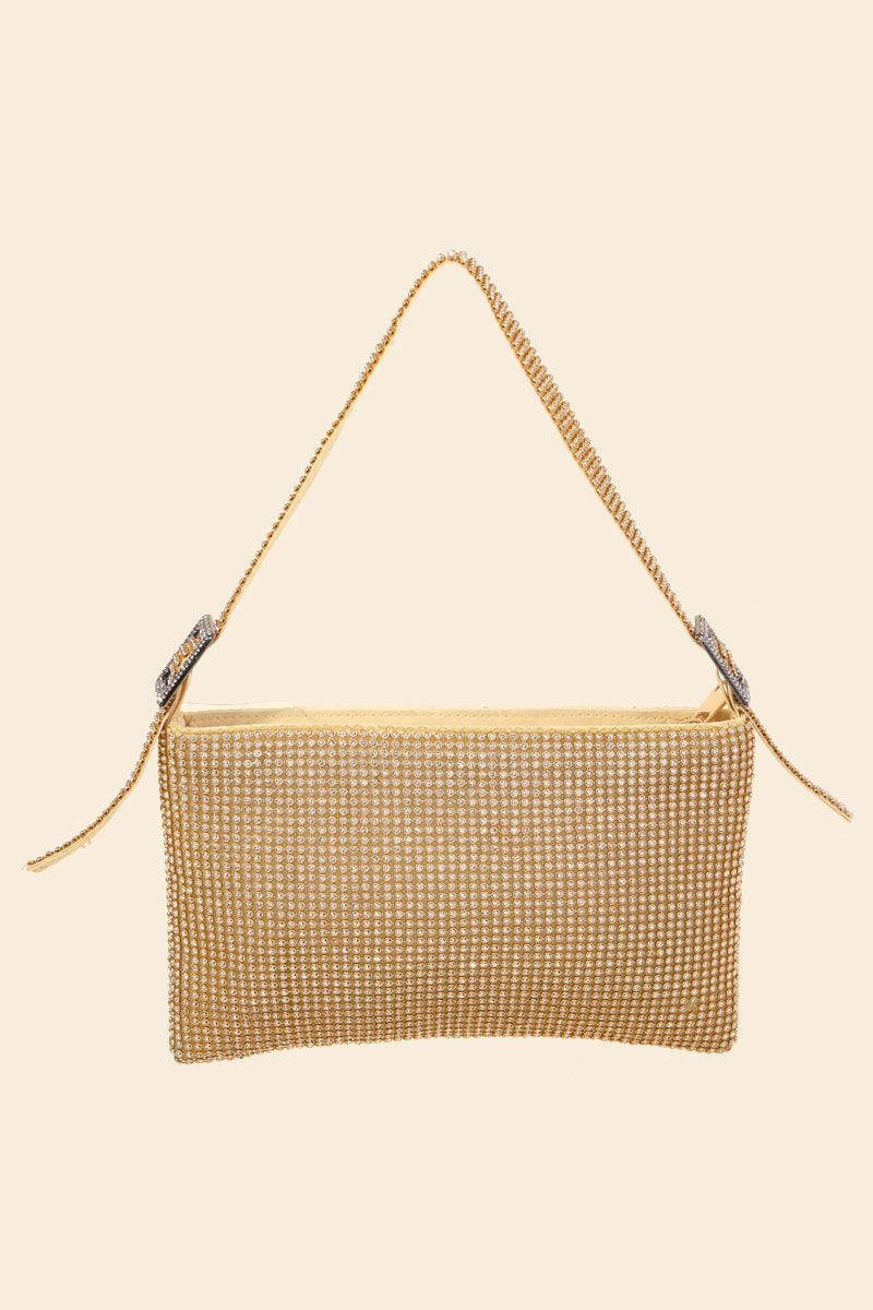 Gold Rhinestone Rectangle Fashion Handbag