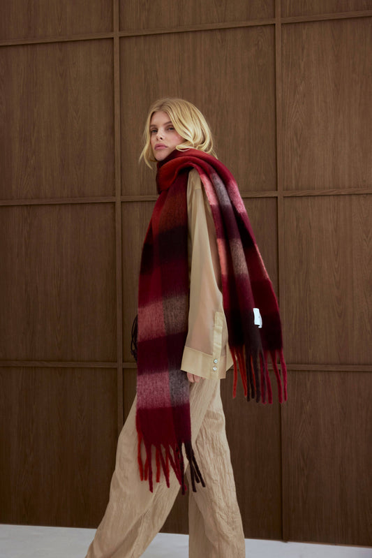The Reykjavik Scarf - Burgundy check