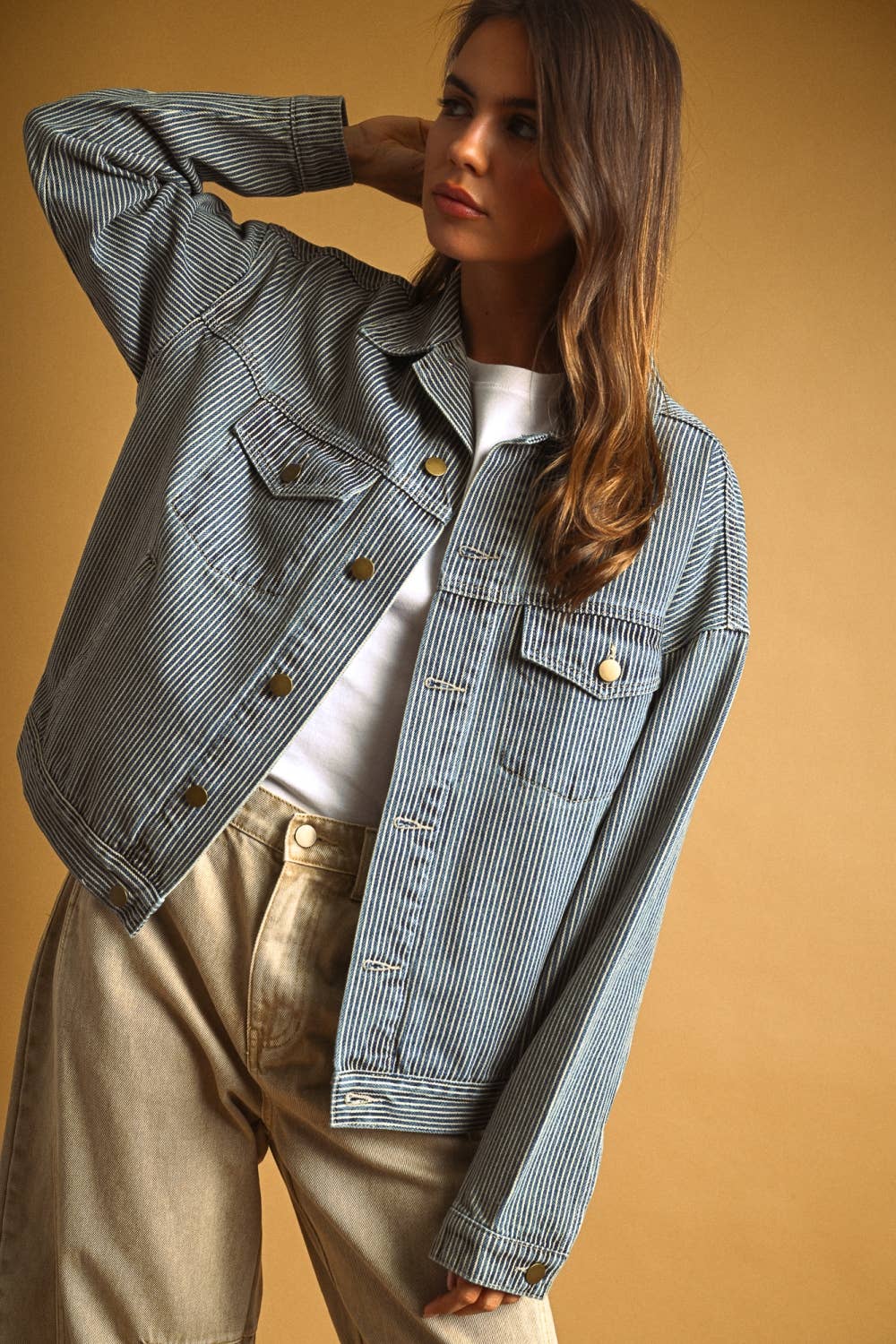 STRIPED DENIM JACKET