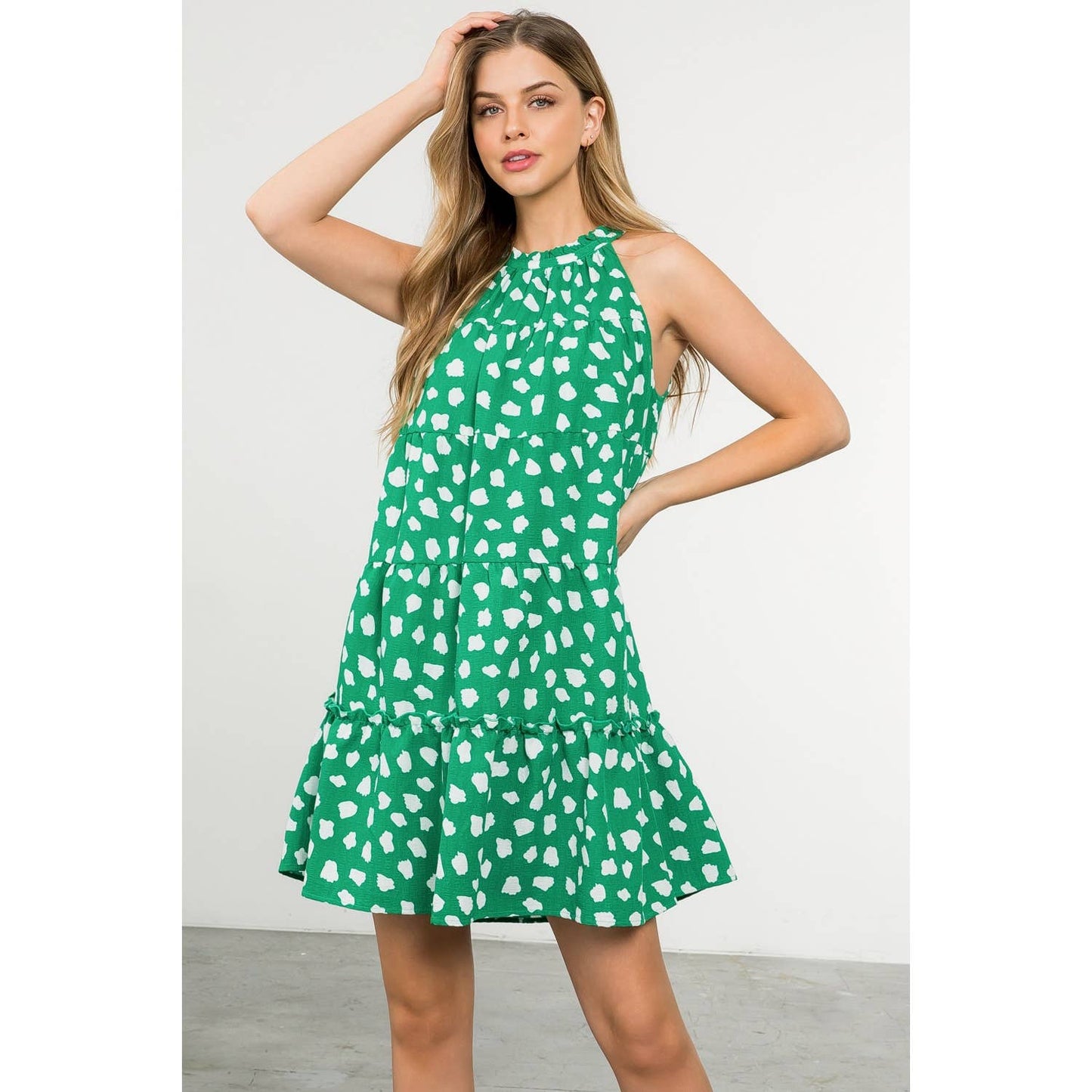 Halter Tiered Print Dress