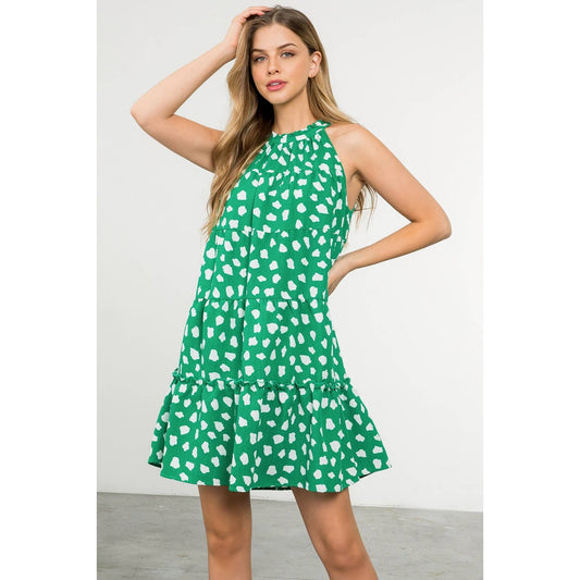 Halter Tiered Print Dress