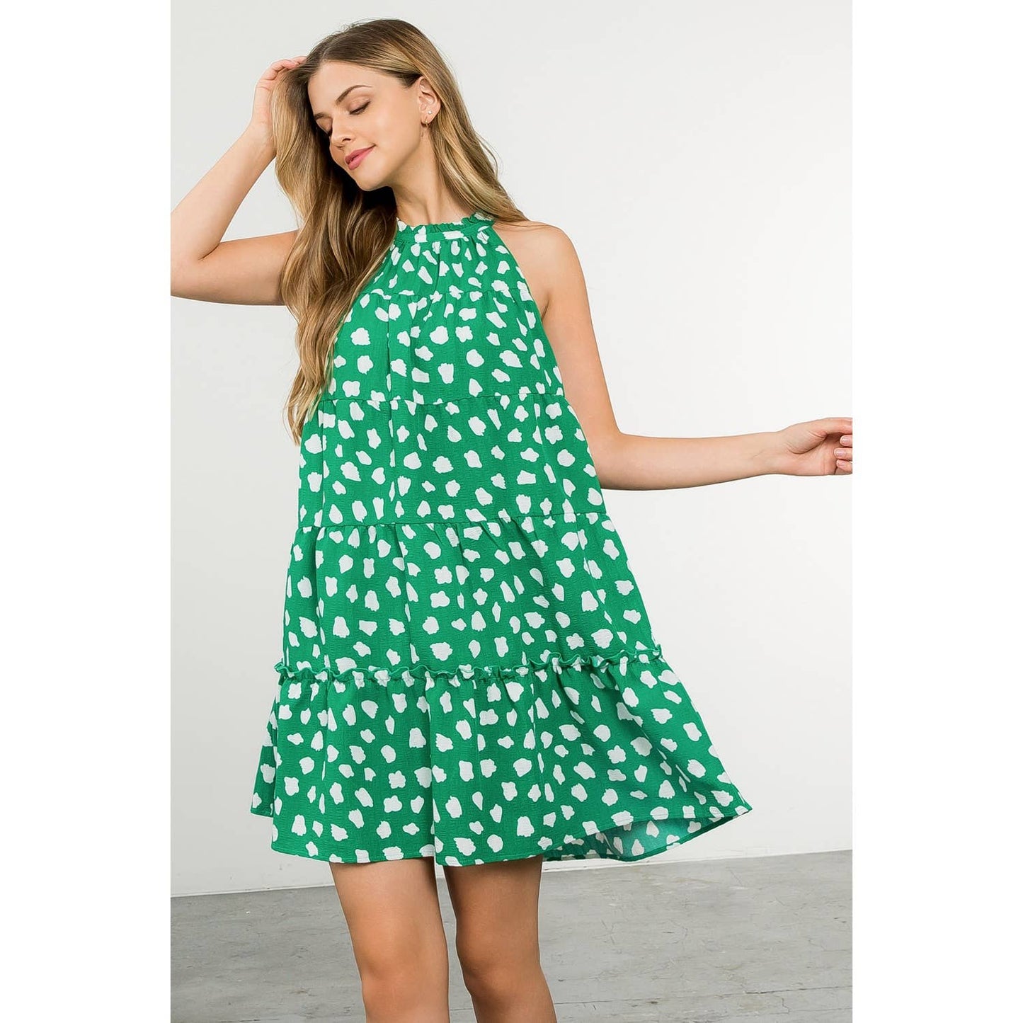 Halter Tiered Print Dress