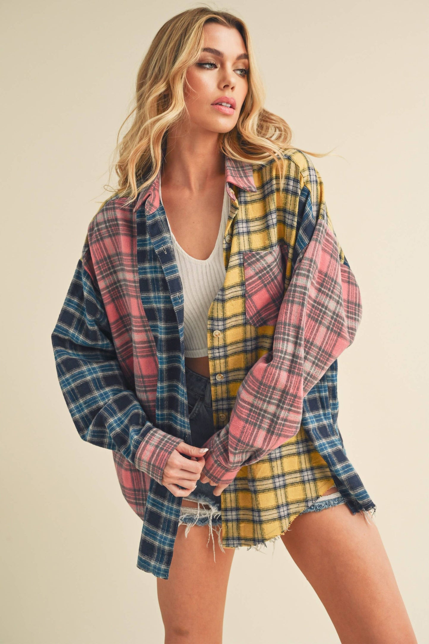 Multi Color Plaid Flannel Shirt