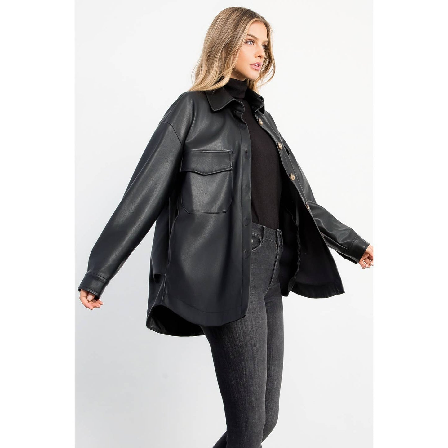 Leather Button Up Jacket