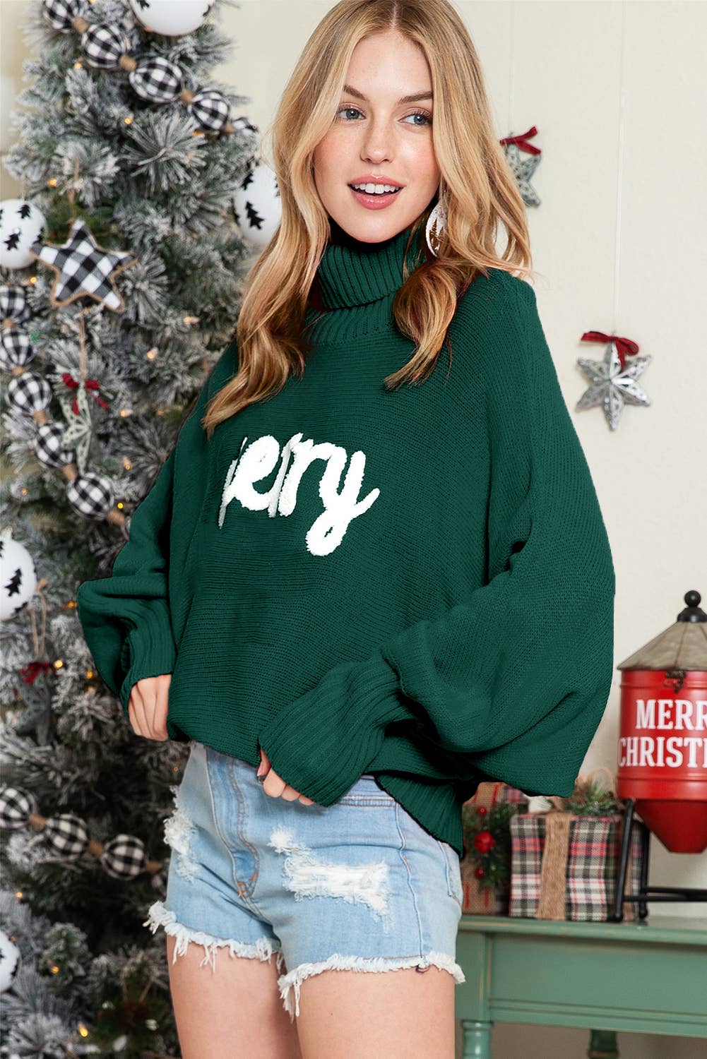 Merry Batwing Christmas Sweater
