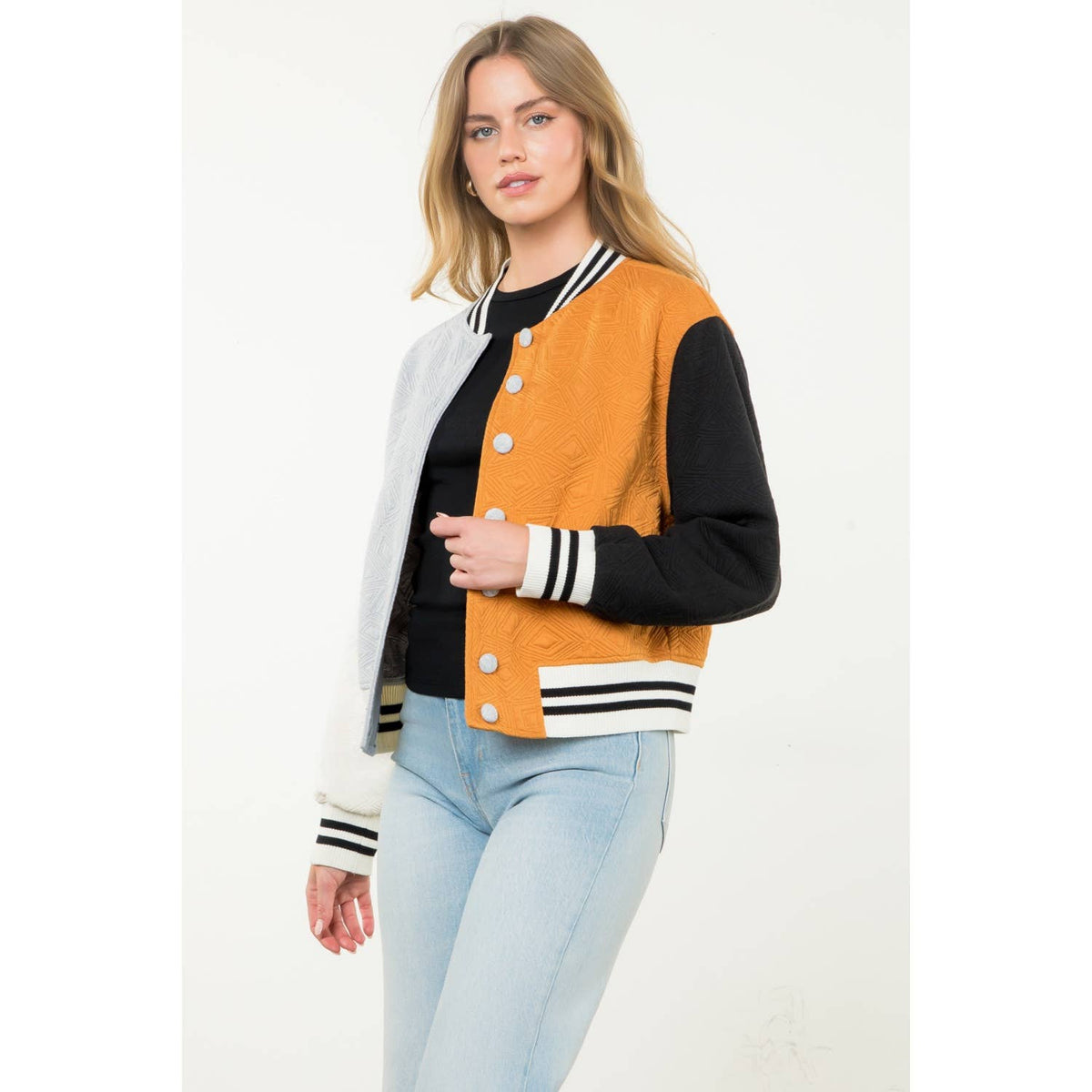 Colorblock Button Up Jacket