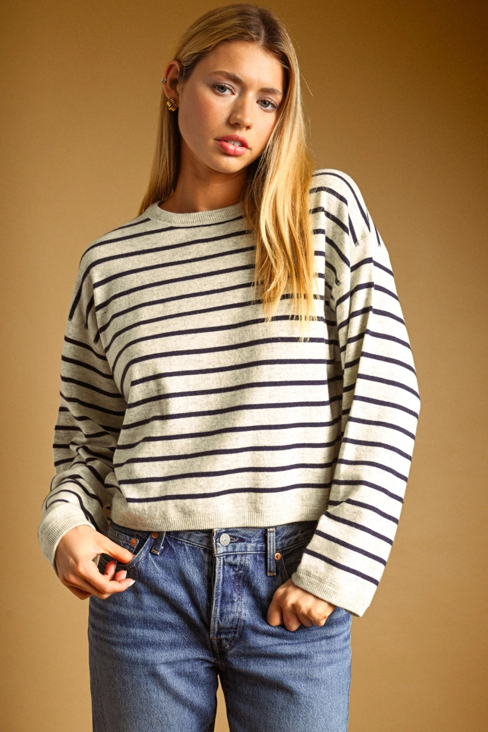 Ivory/Navy Top