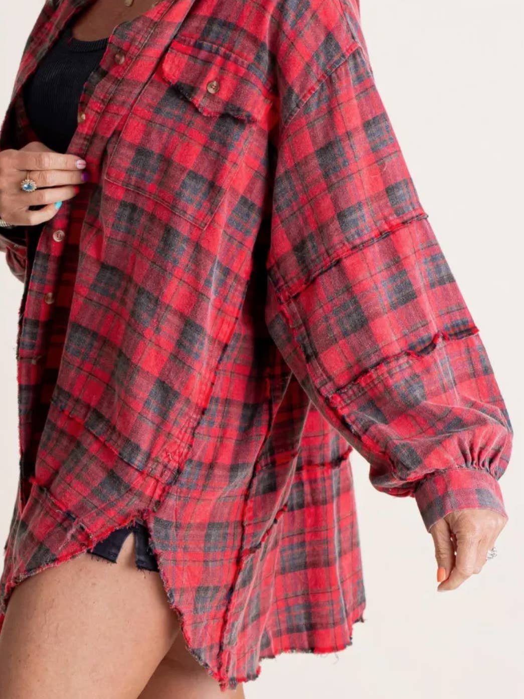 Red Plaid shirt oversized