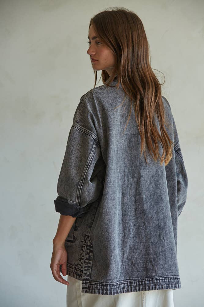 Grey Washed Denim Jacket