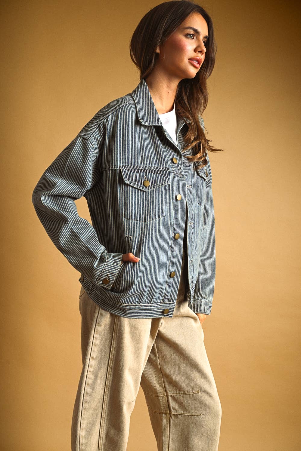 STRIPED DENIM JACKET