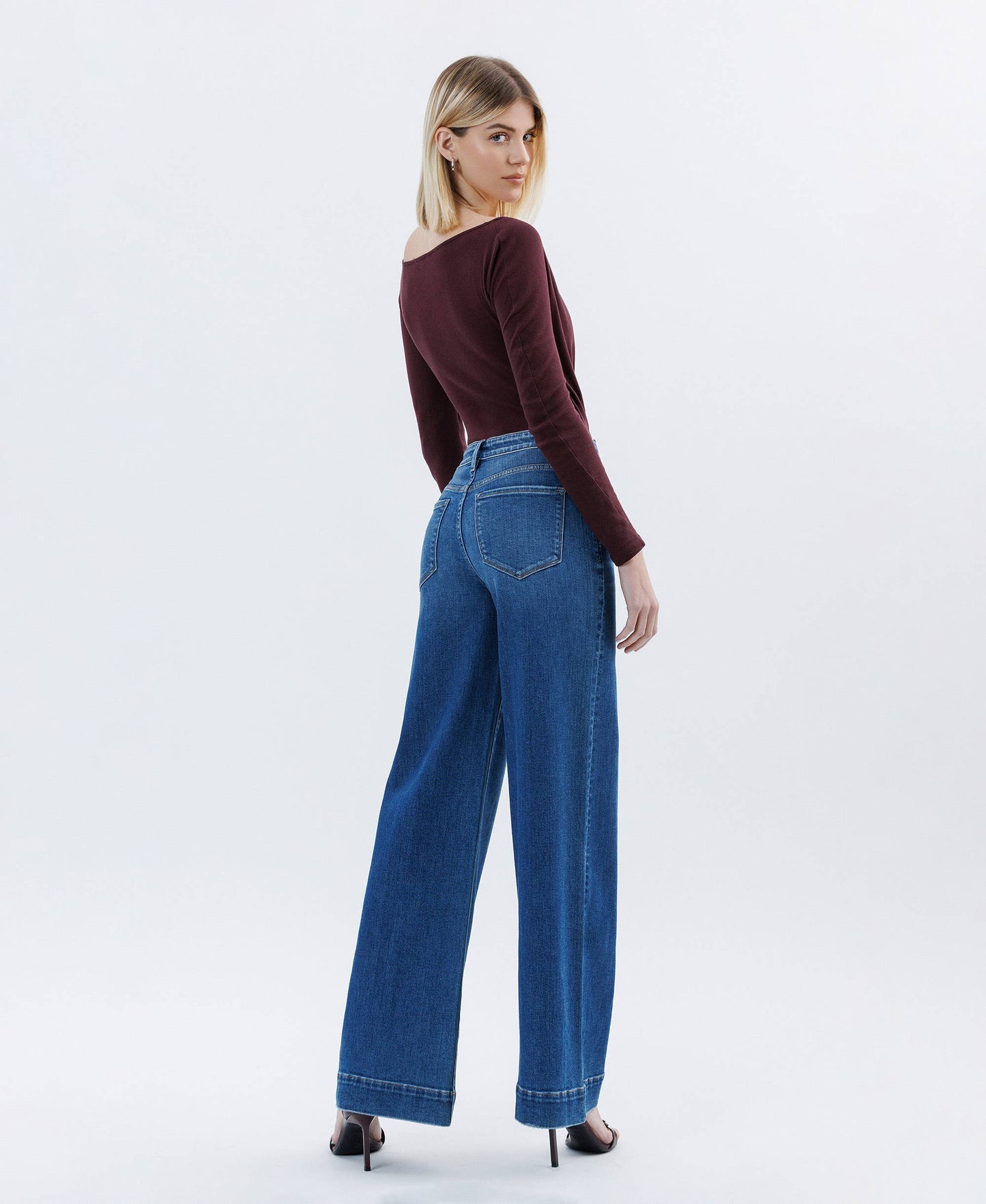 HIGH RISE TROUSER HEM EXTREME WIDE LEG