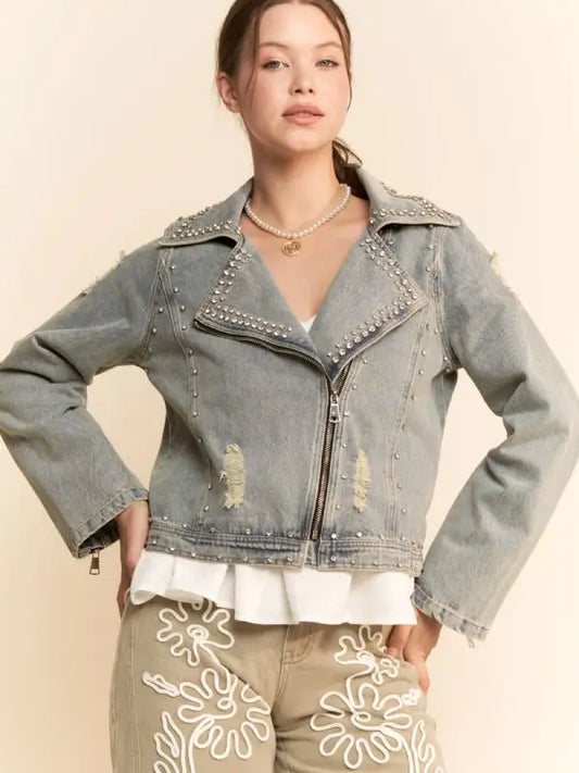 Rhinestone Denim Jacket
