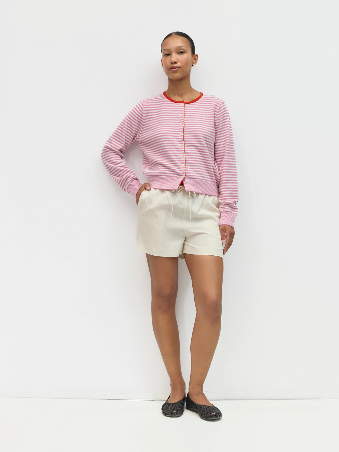 The Montana Cardigan - Ivory/Lilac