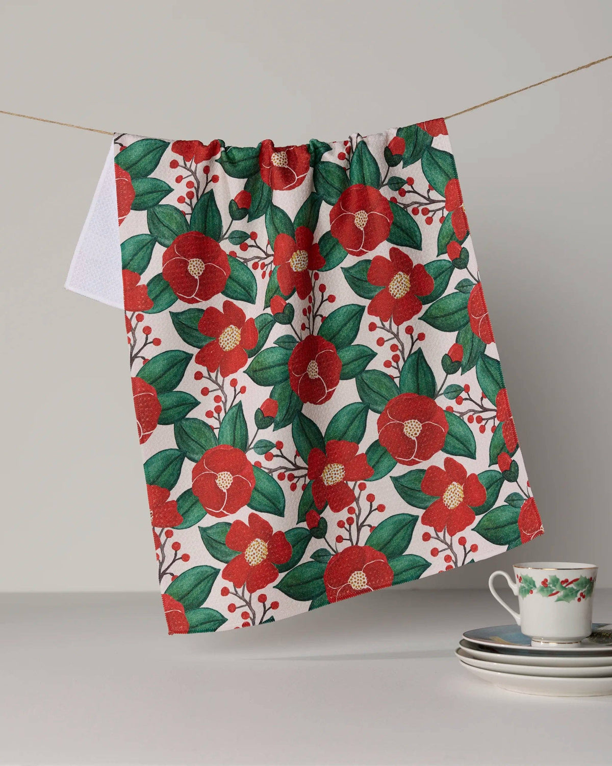 Winter Camellia Tea Towel
