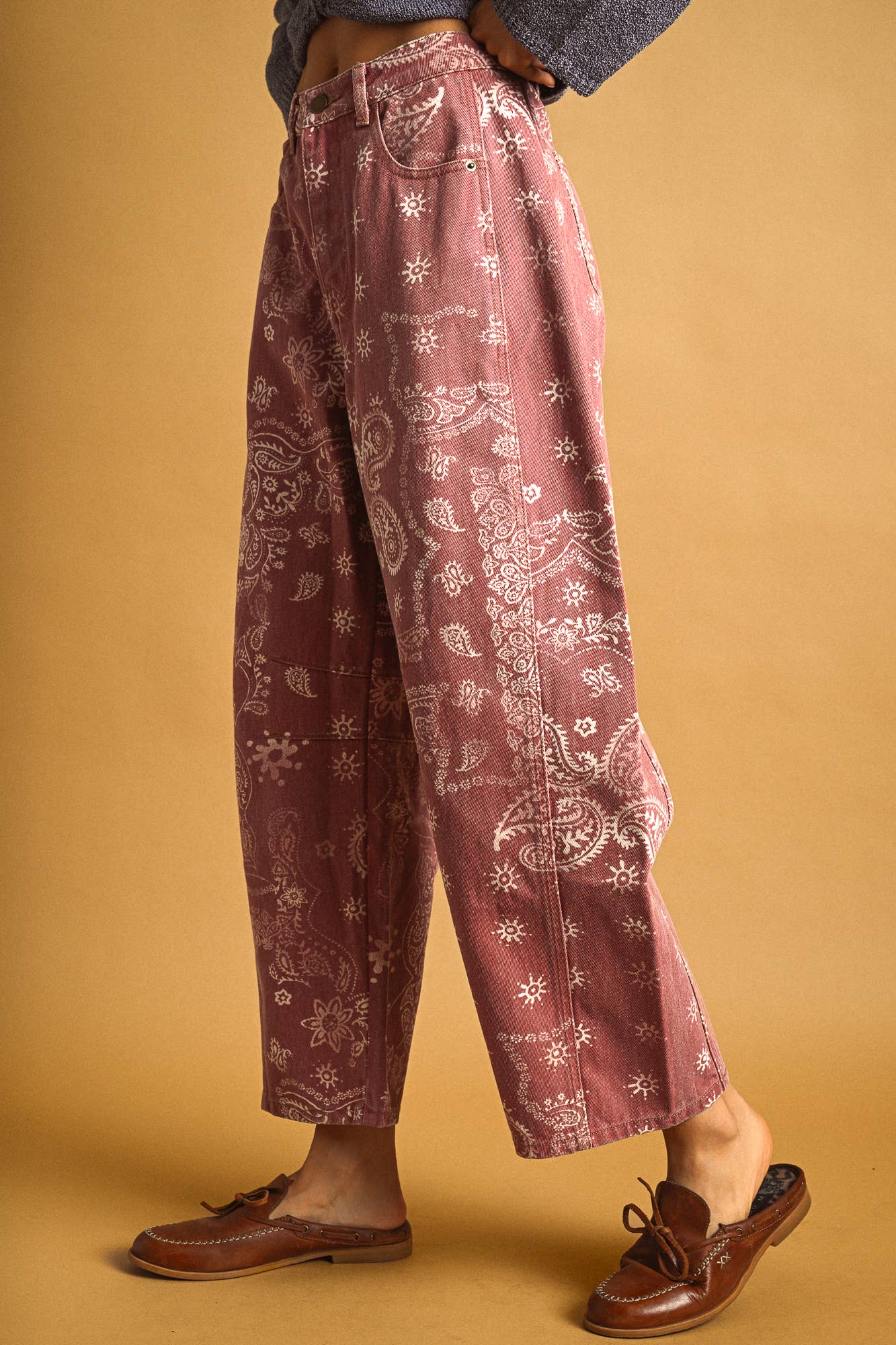 PAISLEY PRINT WASHED PANTS